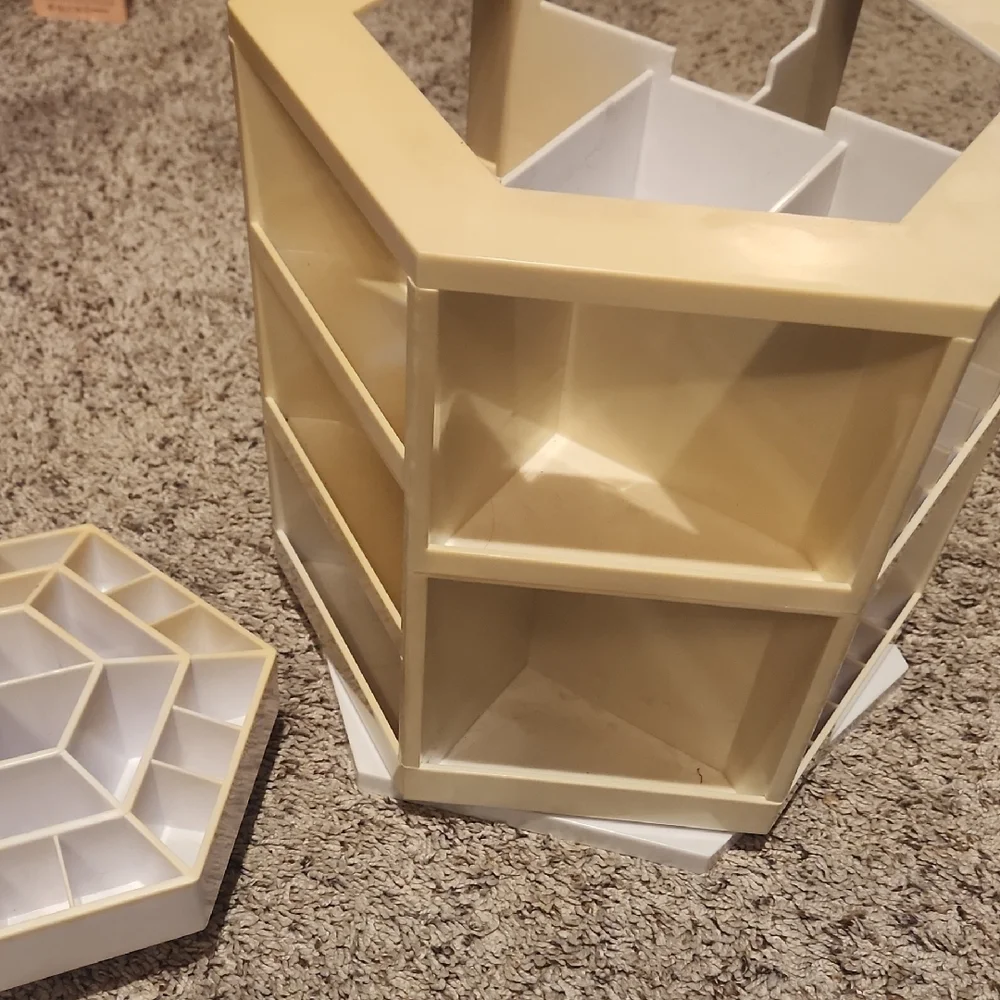 QVC Cream Rotating Makeup Organizer